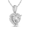 Thumbnail Image 2 of Heart-Shaped White Lab-Created Sapphire Halo Necklace Sterling Silver 18"