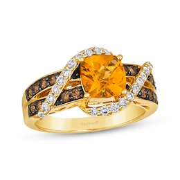 Le Vian Cushion-Cut Citrine Ring 5/8 ct tw Diamonds 14K Honey Gold