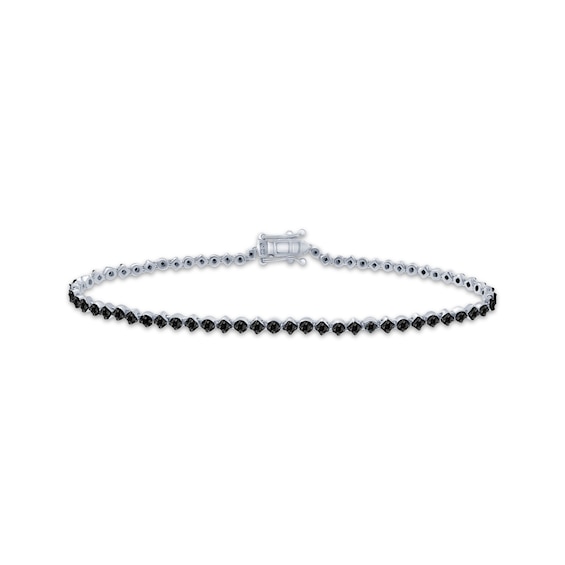 Black Diamond Line Bracelet 1 ct tw Sterling Silver 7.5"