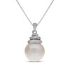Thumbnail Image 1 of Cultured Pearl & White Lab-Created Sapphire Necklace Sterling Silver 18"