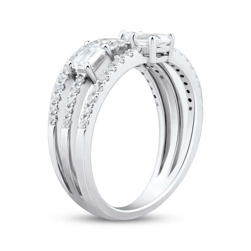 Main Image 2 of KAY Lab-Grown Diamonds Pear, Oval & Emerald-Cut Three-Row Fashion Ring 1 ct tw 14K White Gold