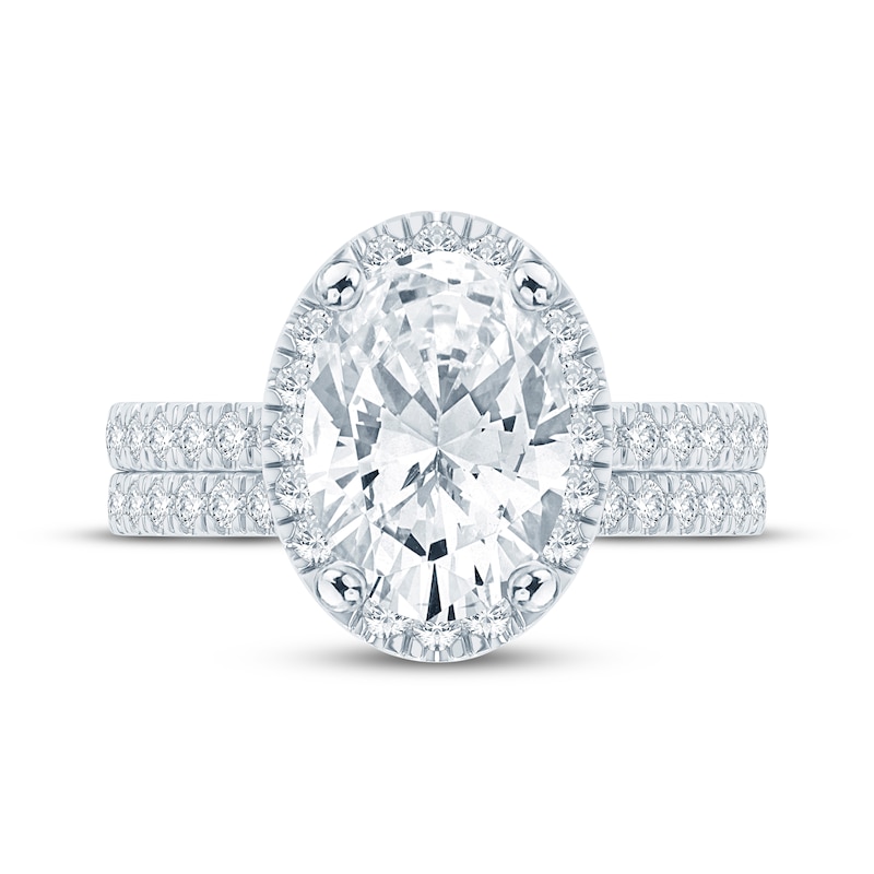 Main Image 3 of Adore Lab-Grown Diamonds Oval-Cut Halo Bridal Set 3-3/4 ct tw 14K White Gold