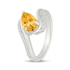 Thumbnail Image 2 of Pear-Shaped Citrine & White Lab-Created Sapphire Bypass Ring Sterling Silver
