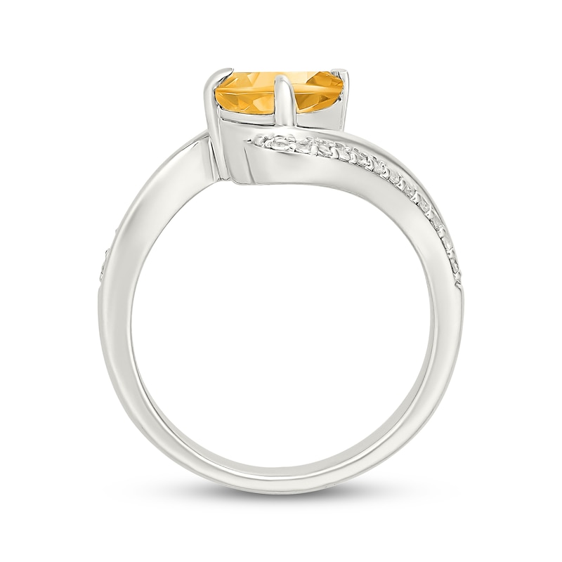 Main Image 3 of Pear-Shaped Citrine & White Lab-Created Sapphire Bypass Ring Sterling Silver