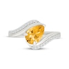 Thumbnail Image 4 of Pear-Shaped Citrine & White Lab-Created Sapphire Bypass Ring Sterling Silver