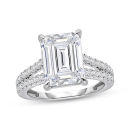 Lab-Grown Diamonds Emerald-Cut Engagement Ring 5-1/2 ct tw 14K White Gold