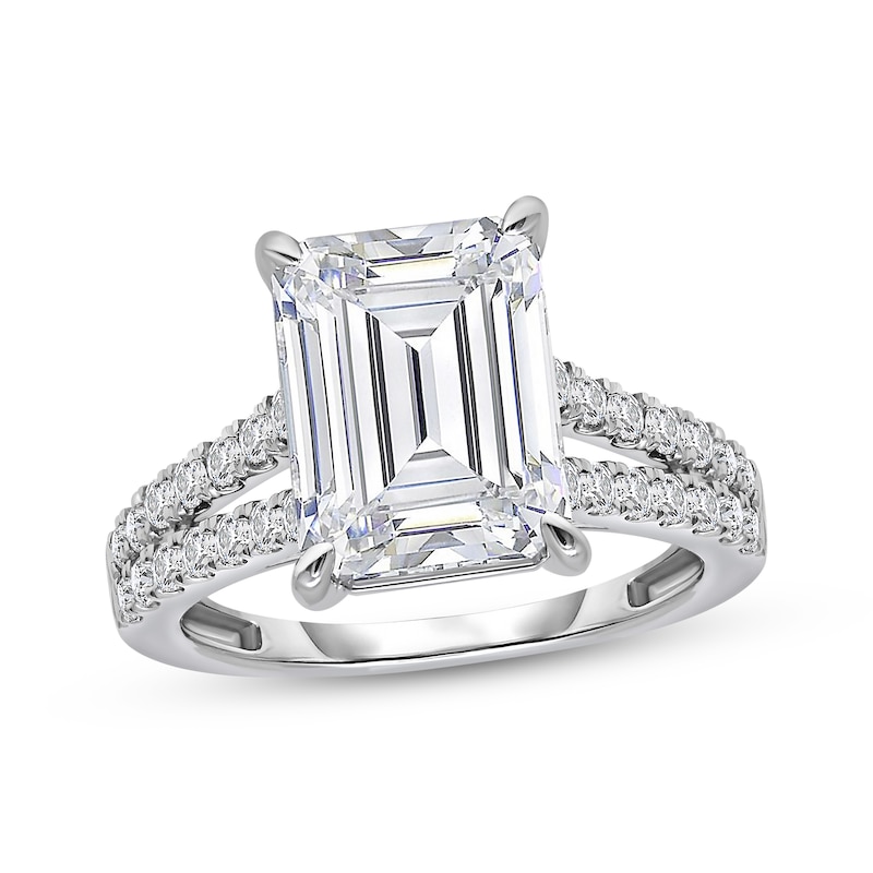 Main Image 1 of Lab-Grown Diamonds Emerald-Cut Engagement Ring 5-1/2 ct tw 14K White Gold
