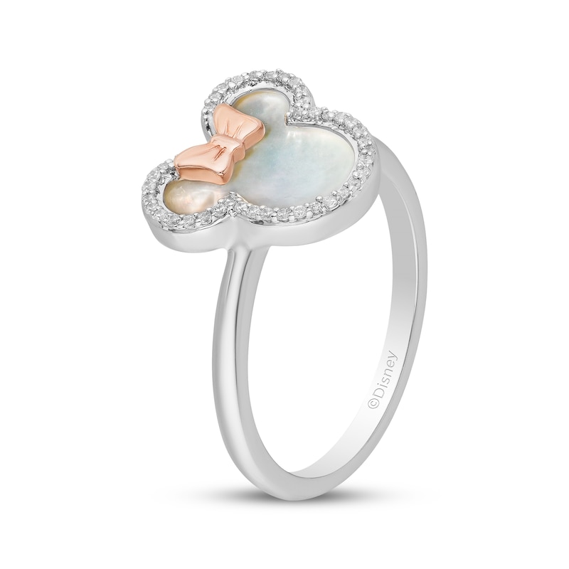 Main Image 2 of Disney Treasures Minnie Mouse Mother-of-Pearl & Diamond Ring 1/10 ct tw Sterling Silver & 10K Rose Gold