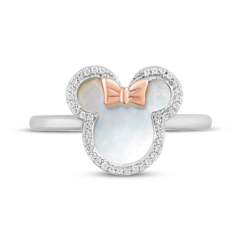 Main Image 3 of Disney Treasures Minnie Mouse Mother-of-Pearl & Diamond Ring 1/10 ct tw Sterling Silver & 10K Rose Gold