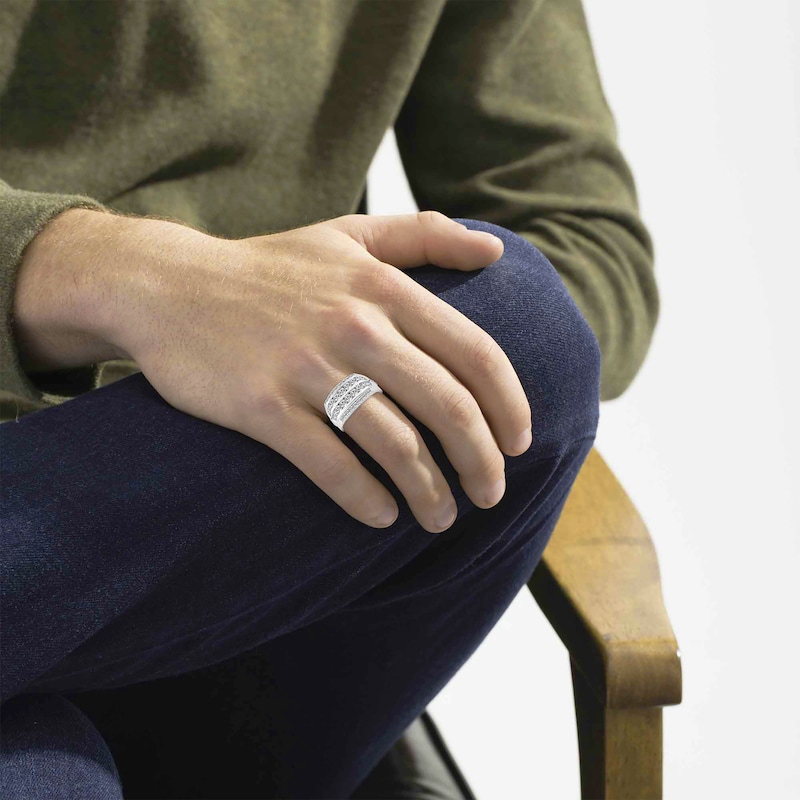 Main Image 3 of KAY Lab-Grown Diamonds Men's Multi-Row Ring 2 ct tw Sterling Silver