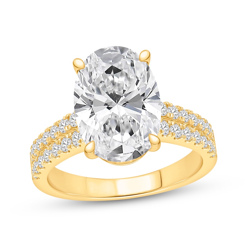 Main Image 1 of Lab-Grown Diamonds Oval-Cut Engagement Ring 4-1/2 ct tw 14K Yellow Gold