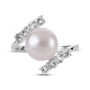 Thumbnail Image 4 of Button Cultured Pearl & White Topaz Bypass Ring Sterling Silver