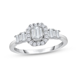 Adore Lab-Grown Diamonds Baguette-Cut Multi-Stone Engagement Ring 1/2 ct tw 14K White Gold