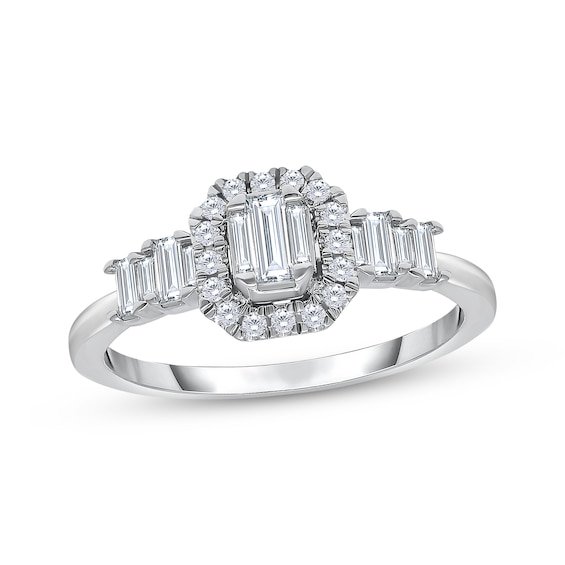 Adore Lab-Grown Diamonds Baguette-Cut Multi-Stone Engagement Ring 1/2 ct tw 14K White Gold