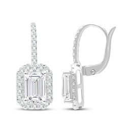 KAY Lab-Grown Diamonds Emerald-Cut Halo Drop Earrings 3 ct tw 14K White Gold