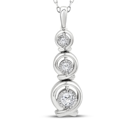 Memories Moments Magic Lab-Grown Diamond Three-Stone Vertical Necklace 1/5 ct tw Sterling Silver 18"