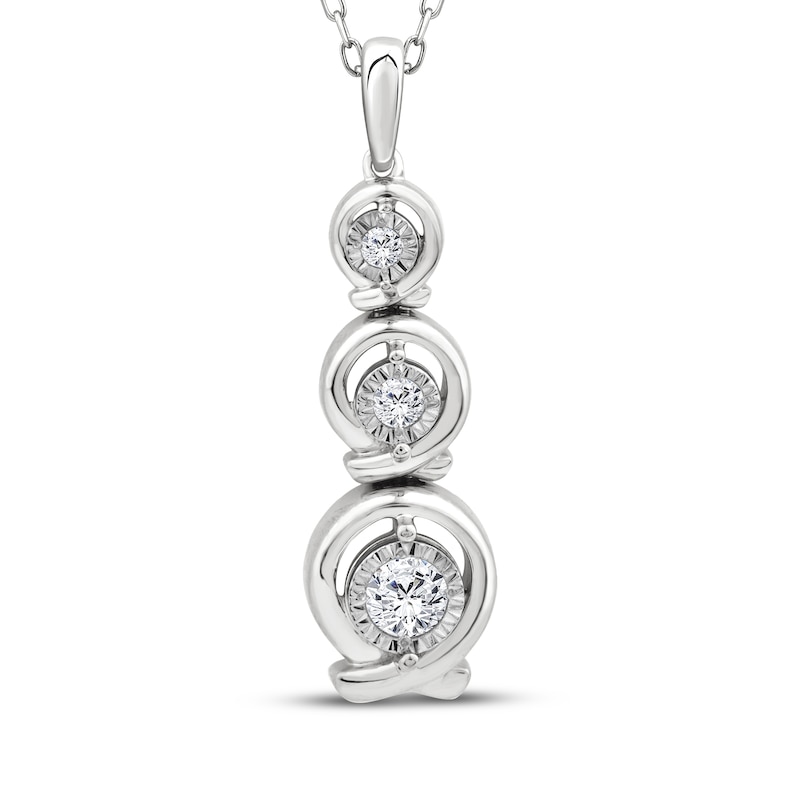 Main Image 1 of Memories Moments Magic Lab-Grown Diamond Three-Stone Vertical Necklace 1/5 ct tw Sterling Silver 18"