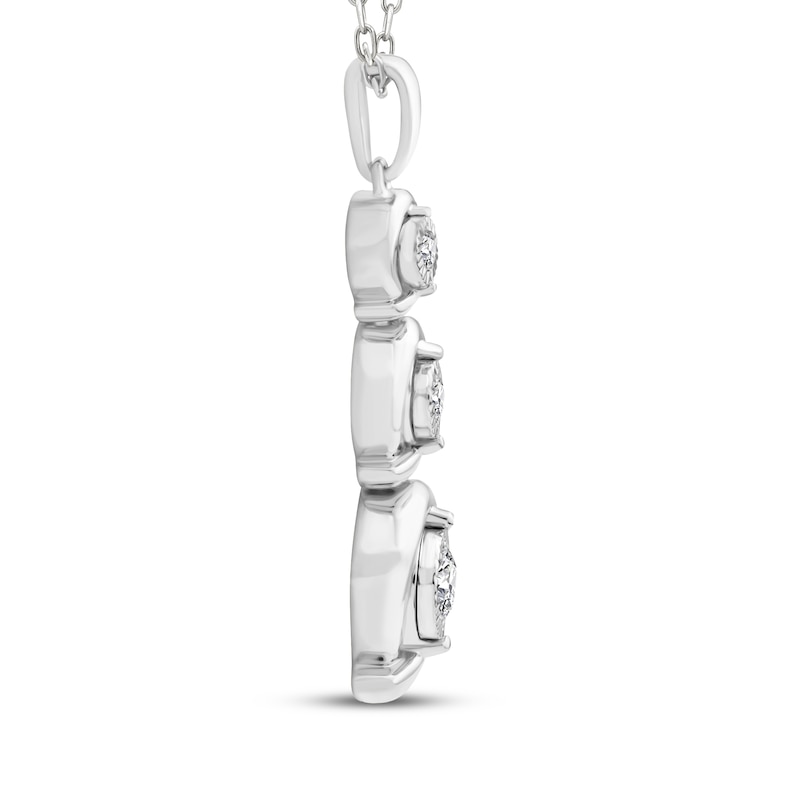 Main Image 2 of Memories Moments Magic Lab-Grown Diamond Three-Stone Vertical Necklace 1/5 ct tw Sterling Silver 18"