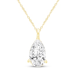 KAY Lab-Grown Diamonds Pear-Shaped Solitaire Necklace 2 ct tw 14K Yellow Gold 18" (F/VS2)