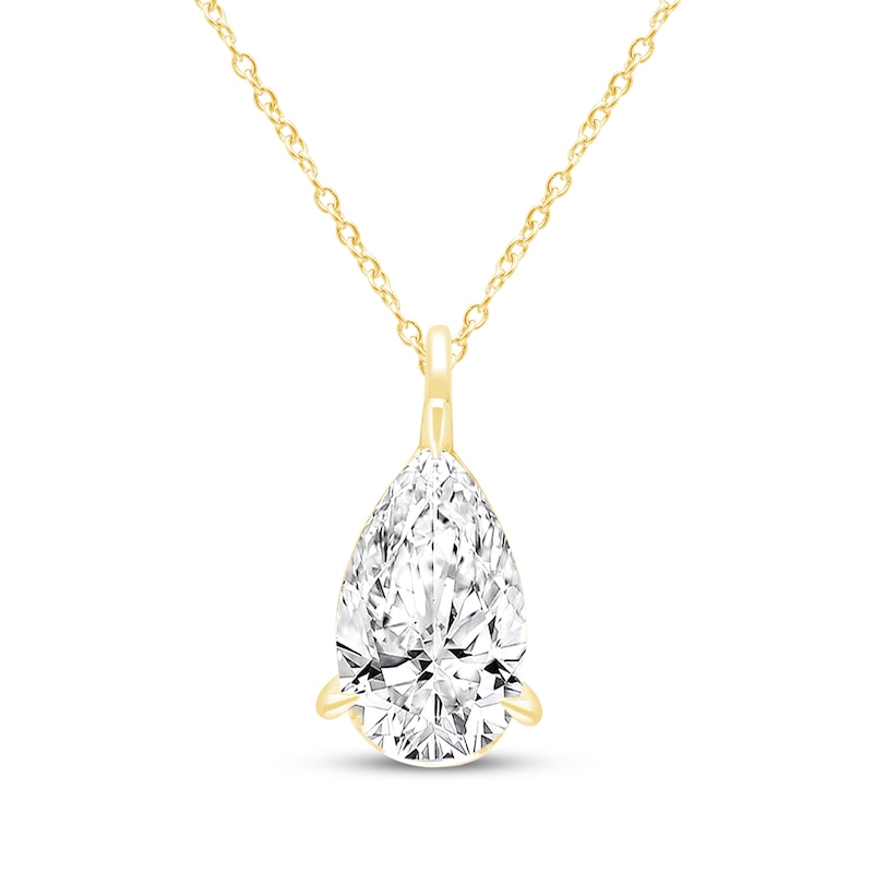 Main Image 1 of KAY Lab-Grown Diamonds Pear-Shaped Solitaire Necklace 2 ct tw 14K Yellow Gold 18" (F/VS2)