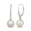 Thumbnail Image 1 of Cultured Pearl & White Lab-Created Sapphire Drop Earrings Sterling Silver