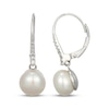 Thumbnail Image 3 of Cultured Pearl & White Lab-Created Sapphire Drop Earrings Sterling Silver