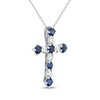 Thumbnail Image 2 of KAY Lab-Grown Diamonds Blue Lab-Created Sapphire Cross Necklace 3/4 ct tw 10K White Gold 18"
