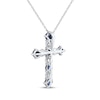 Thumbnail Image 3 of KAY Lab-Grown Diamonds Blue Lab-Created Sapphire Cross Necklace 3/4 ct tw 10K White Gold 18"