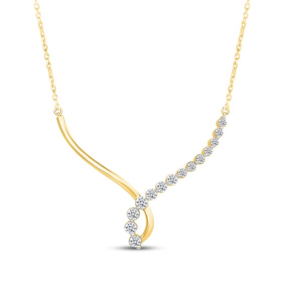 KAY Lab-Grown Diamonds Twist Chevron Necklace 1 ct tw 10K Yellow Gold