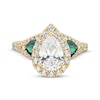Thumbnail Image 3 of Adore Lab-Grown Diamonds Pear-Shaped Halo Engagement Ring with Lab-Created Emeralds 2-1/3 ct tw 14K Yellow Gold