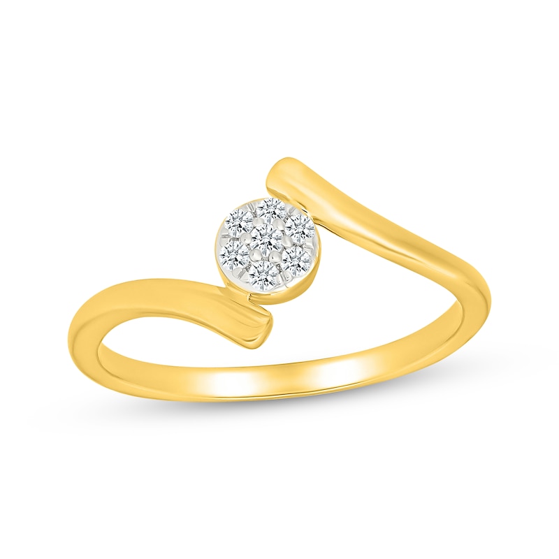 Main Image 1 of Multi-Diamond Bypass Promise Ring 1/15 ct tw 24K Yellow Gold Vermeil Sterling Silver