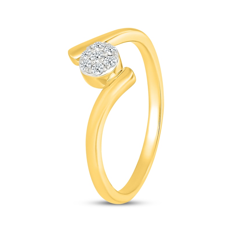 Main Image 2 of Multi-Diamond Bypass Promise Ring 1/15 ct tw 24K Yellow Gold Vermeil Sterling Silver