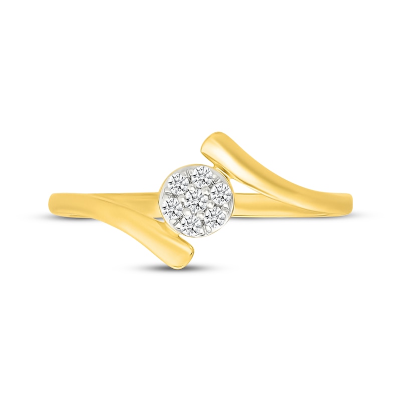 Main Image 4 of Multi-Diamond Bypass Promise Ring 1/15 ct tw 24K Yellow Gold Vermeil Sterling Silver