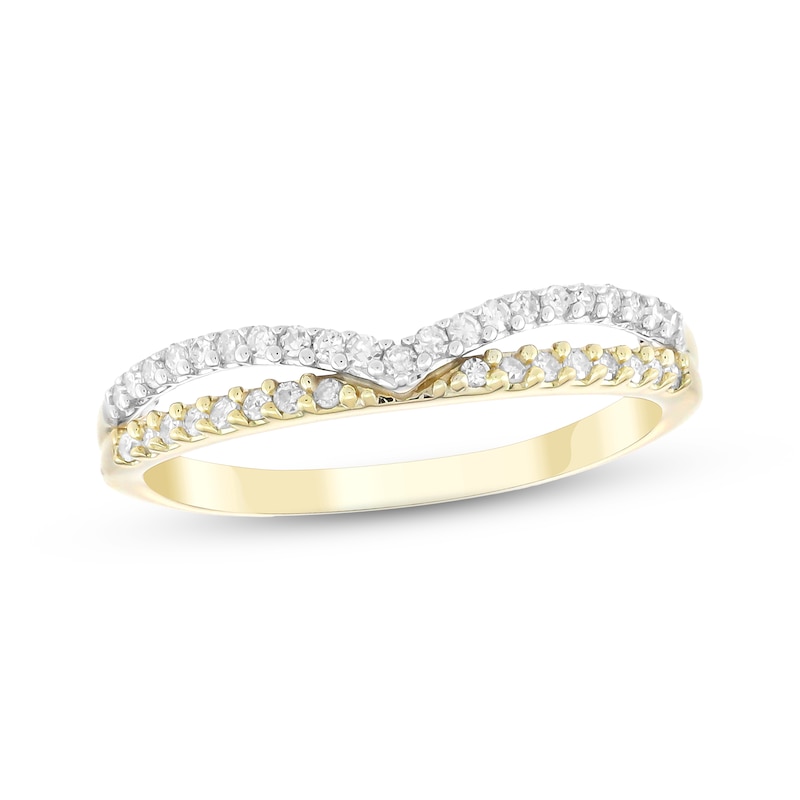 Main Image 1 of Diamond Chevron Split Stackable Fashion Ring 1/5 ct tw 10K Two-Tone Gold