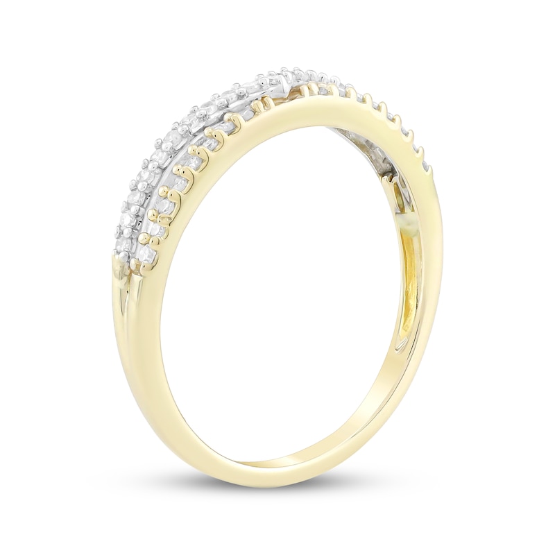 Main Image 2 of Diamond Chevron Split Stackable Fashion Ring 1/5 ct tw 10K Two-Tone Gold