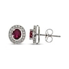 Thumbnail Image 3 of Oval-Cut Ruby & Diamond Halo Stud Earrings 1/6 ct tw 10K White Gold