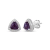 Thumbnail Image 1 of Trillion-Cut Lab-Created Alexandrite & White Lab-Created Sapphire Halo Stud Earrings Sterling Silver
