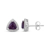Thumbnail Image 3 of Trillion-Cut Lab-Created Alexandrite & White Lab-Created Sapphire Halo Stud Earrings Sterling Silver