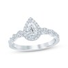 Thumbnail Image 1 of Adore Heirloom Pear-Shaped Diamond Halo Engagement Ring 1 ct tw Platinum