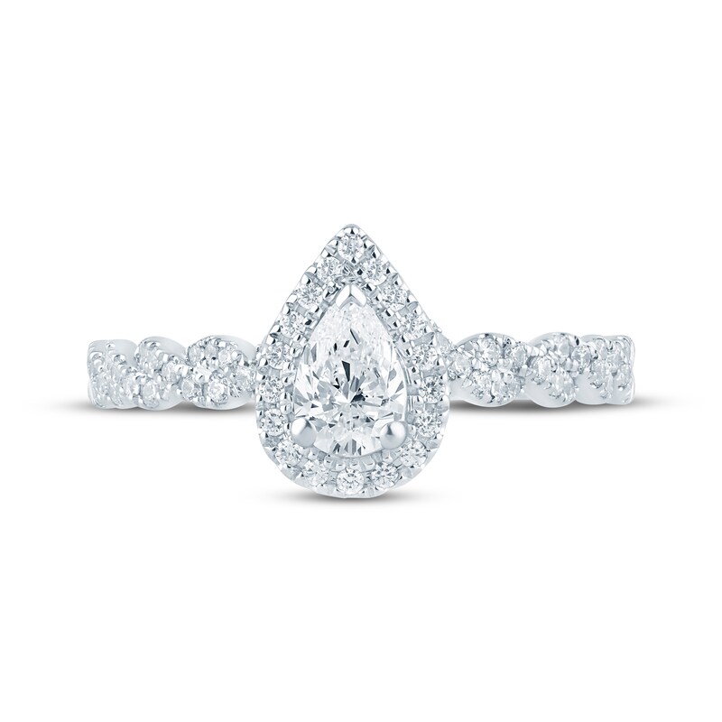 Main Image 3 of Adore Heirloom Pear-Shaped Diamond Halo Engagement Ring 1 ct tw Platinum
