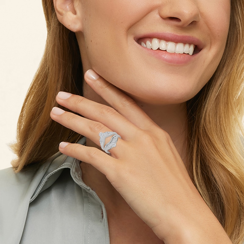 Main Image 5 of Adore Lab-Grown Diamonds Pear, Round & Emerald-Cut Contour Enhancer Ring 2-1/4 ct tw 14K White Gold