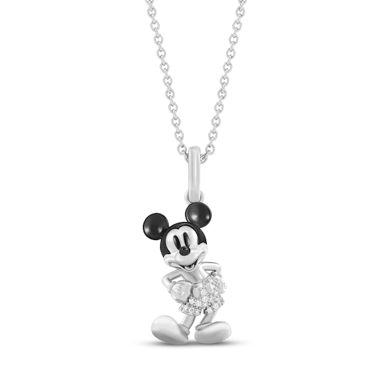 Disney Treasures Mickey Mouse Diamond Accent Necklace Sterling Silver 17"
