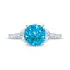 Thumbnail Image 4 of Monique Lhuillier Bliss Round-Cut Blue Lab-Grown Diamond & White Lab-Grown Diamond Engagement Ring 2-1/3 ct tw 18K White Gold