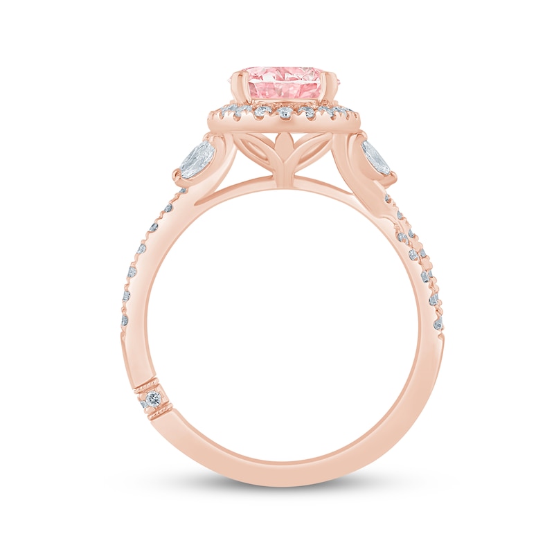 Main Image 3 of Monique Lhuillier Bliss Oval-Cut Pink Lab-Grown Diamond & White Lab-Grown Diamond Engagement Ring 2-1/2 ct tw 18K Rose Gold
