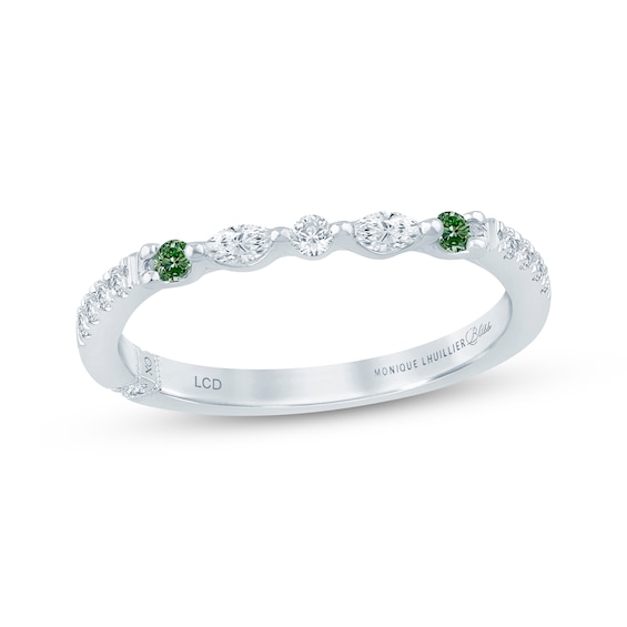 Monique Lhuillier Bliss White & Green Lab-Grown Diamond Anniversary Ring 1/4 ct tw 18K White Gold