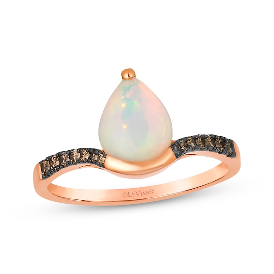 Le Vian Pear-Shaped Opal Ring 1/6 ct tw Diamonds 14K Strawberry Gold
