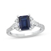 Thumbnail Image 1 of KAY Lab-Grown Diamonds Emerald-Cut Blue Lab-Created Sapphire Ring 1/2 ct tw 14K White Gold