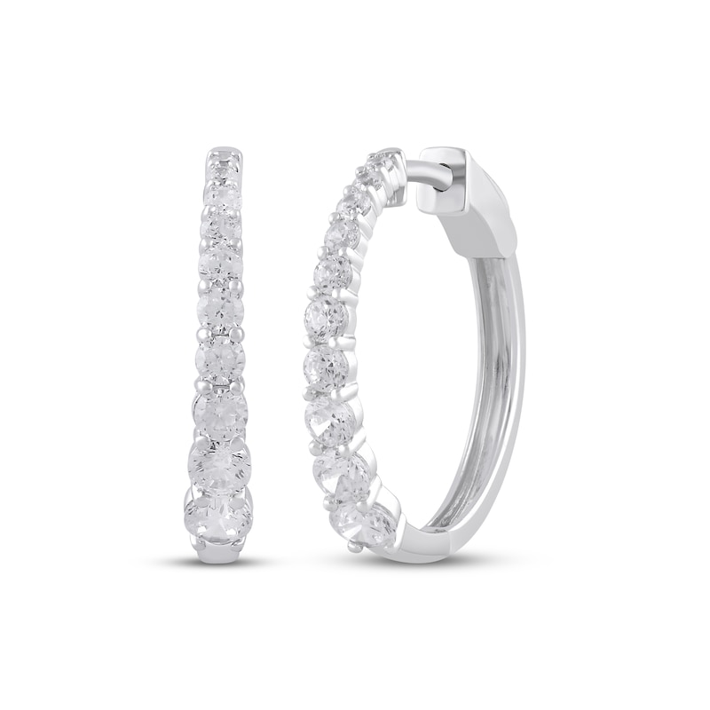 Main Image 1 of KAY Lab-Grown Diamonds Graduated Hoop Earrings 1 ct tw Sterling Silver