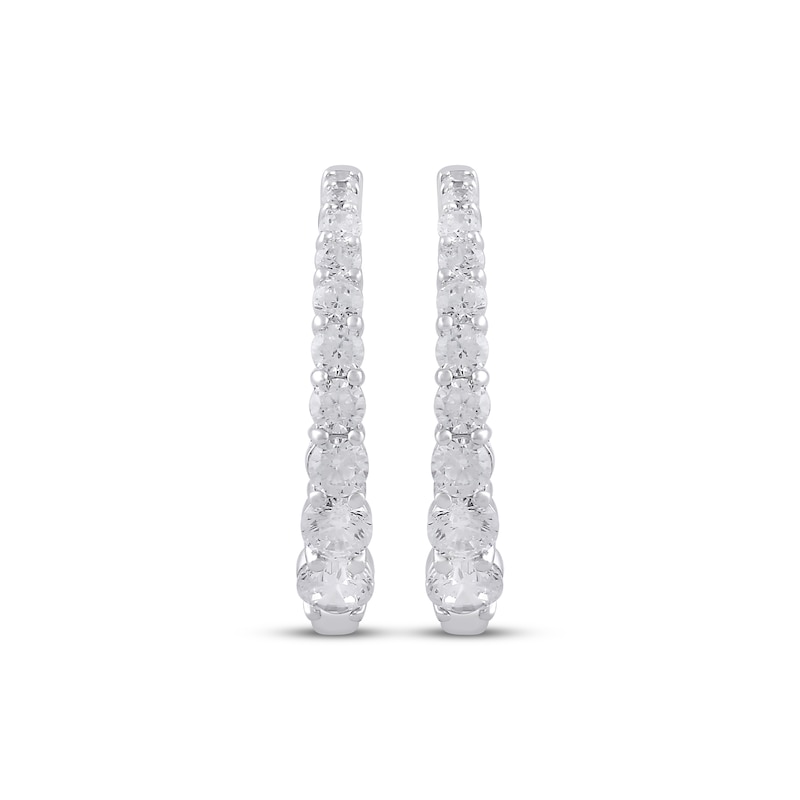 Main Image 2 of KAY Lab-Grown Diamonds Graduated Hoop Earrings 1 ct tw Sterling Silver