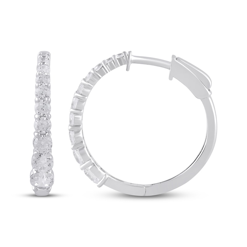 Main Image 3 of KAY Lab-Grown Diamonds Graduated Hoop Earrings 1 ct tw Sterling Silver
